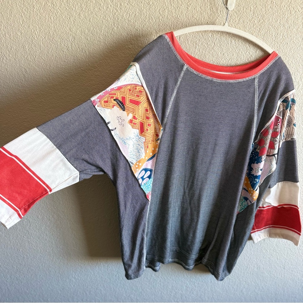Patchwork Oversized Long Sleeve Top Boho Bohemian… - image 4